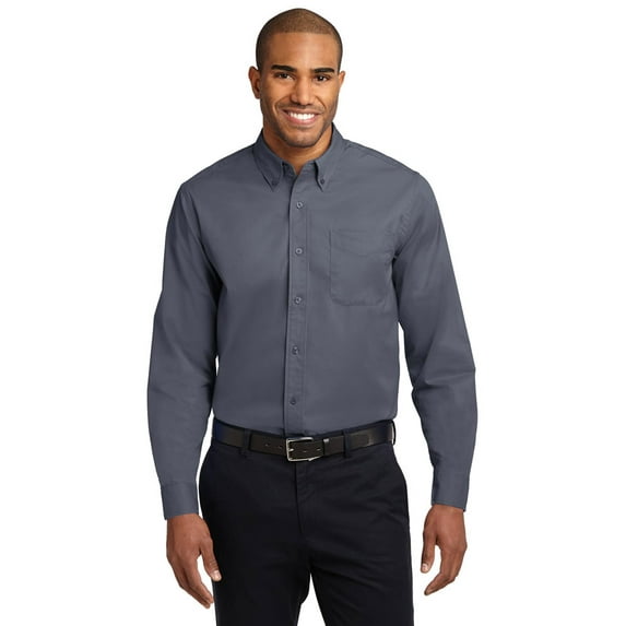 TLS608 Tall Men's L/S Shirt - Steel Grey/ Light Stone - 4X-Large Tall