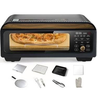 TLSOL 1800W Electric Pizza Oven & Grill, Black - Digital Temp Control, Portable for Indoor Use
