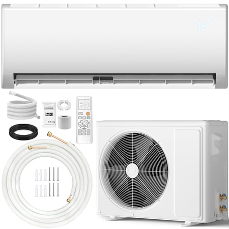 TLSOL 9000 BTU Mini Split Air Conditioner with Heat Pump - 19 SEER2 115V, Cools/Heats up to 450 Sq.Ft, Includes Installation Kit & Remote, White