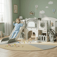thumbnail image 1 of TLSUNNY Kids Slide & Climber Set, W/ Basketball Hoop, Telescope, Drawing Board & Tunnel, Toddler Playset for Backyard, Playground, 1 of 11