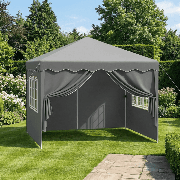 TLSUNNY 10x10FT Pop up Canopy Tent with 4 Removable Sidewalls, Outdoor Gazebo Tent, Party Canopies Market Event Tent for Wedding & Patio