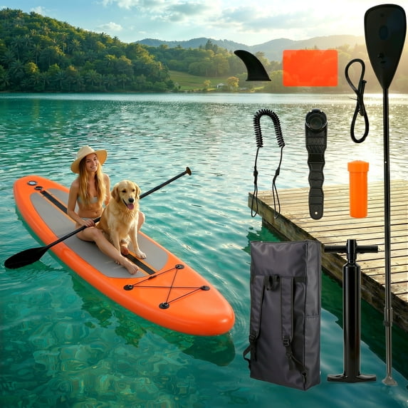 TLSUNNY 11' Inflatable Stand Up Paddle Board, with Paddle, Pump & Bag for Yoga/ Fishing