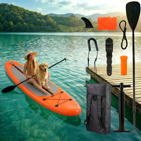 TLSUNNY 11' Inflatable Stand Up Paddle Board, with Paddle, Pump & Bag for Yoga/ Fishing