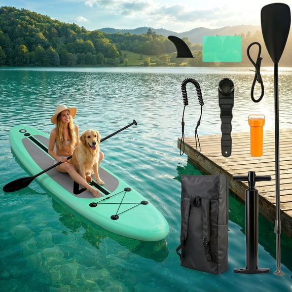 TLSUNNY 11ft Inflatable Stand Up Paddle Board, 5.9" Thick All-Around Board with Premium SUP Accessories for Travel