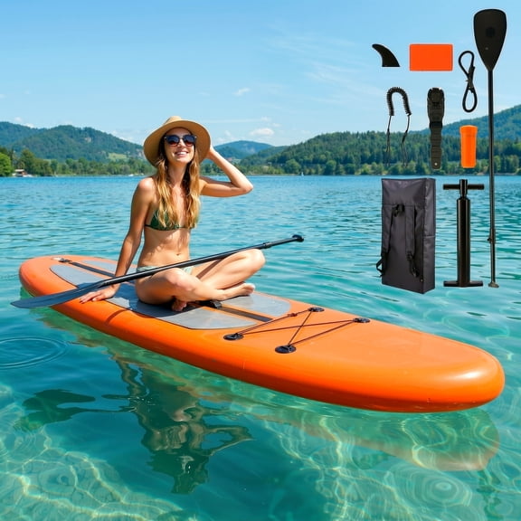 TLSUNNY 12' Inflatable Stand up Paddle Board, 5.9' Thick SUP Paddleboard with Aluminum Paddle, Carrying Bag