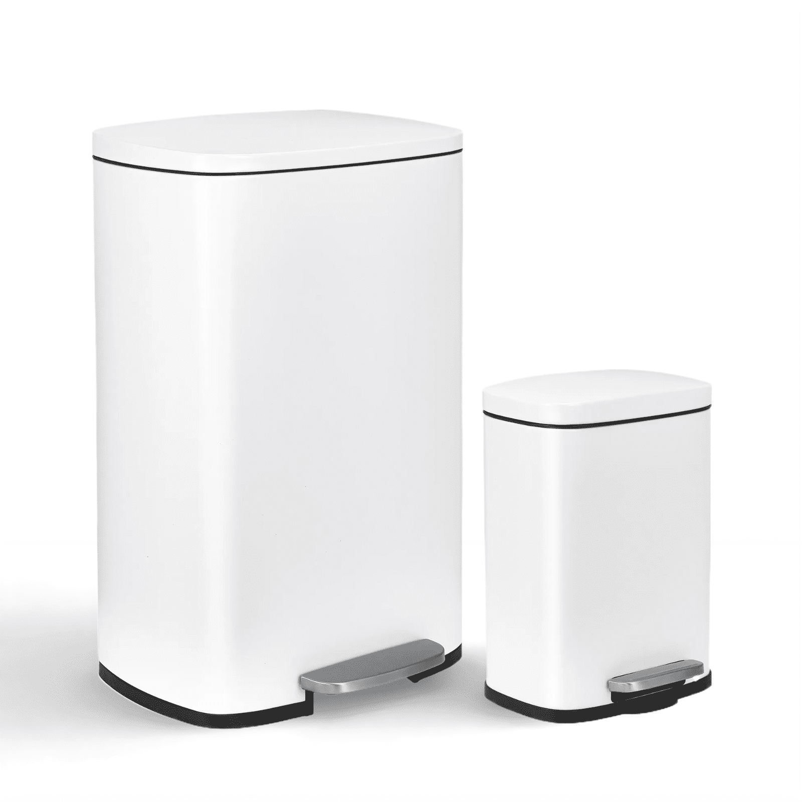 TLSUNNY 13.2+1.3 Gal Trash Can Set, Stainless Steel Step Garbage Bin Combo with Removable Inner Buckets, Lid Dustbin, for Kitchen, Home