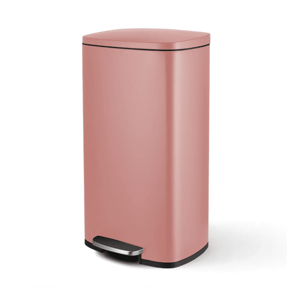 TLSUNNY 13.2 Gallon Stainless Steel Step Trash Can, Kitchen Garbage Bin with Soft-Close Lid, Rectangular