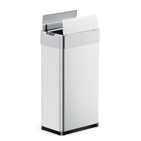 TLSUNNY 16 Gal Automatic Stainless Steel Trash Can, Motion Sensor Kitchen Garbage Can with Soft-Close, Wings-Open Touchless Trash Can for Living, Dining Room