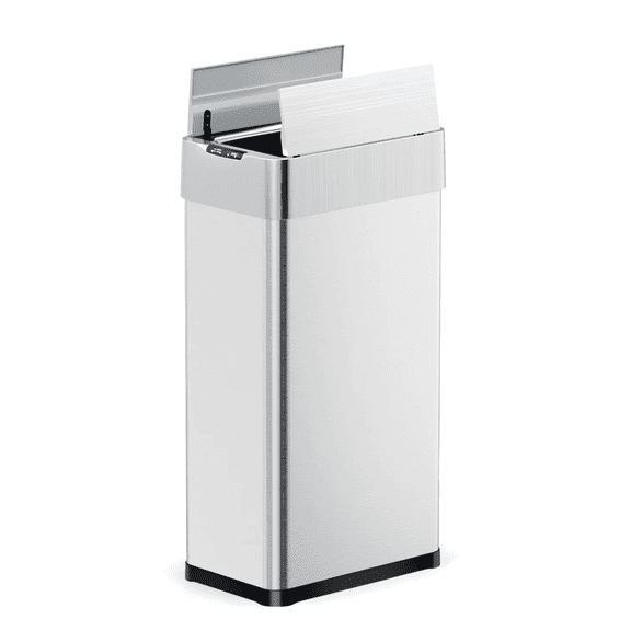 TLSUNNY 16 Gal Automatic Stainless Steel Trash Can, Motion Sensor Kitchen Garbage Can with Soft-Close, Wings-Open Touchless Trash Can for Living, Dining Room