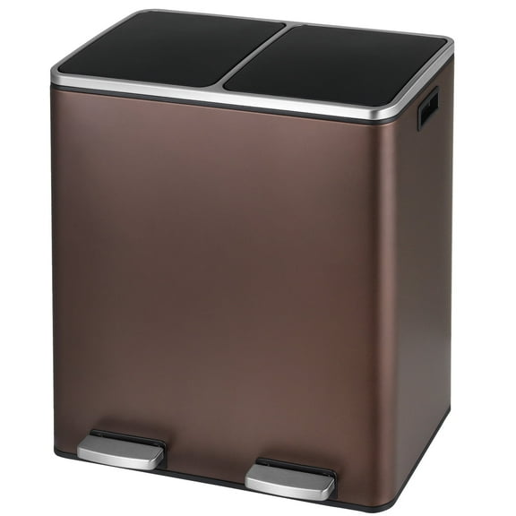 TLSUNNY 16 Gal Trash and Recycling Bin Combo, 60L Dual Compartment Step Trash Can, for Kitchen / Office Use