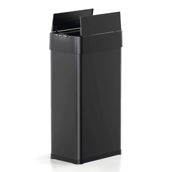 TLSUNNY 16 Gallon Kitchen Trash Can, Automatic Sensor Stainless Steel Garbage Bin w/ Butterfly Lid, Battery-Operated