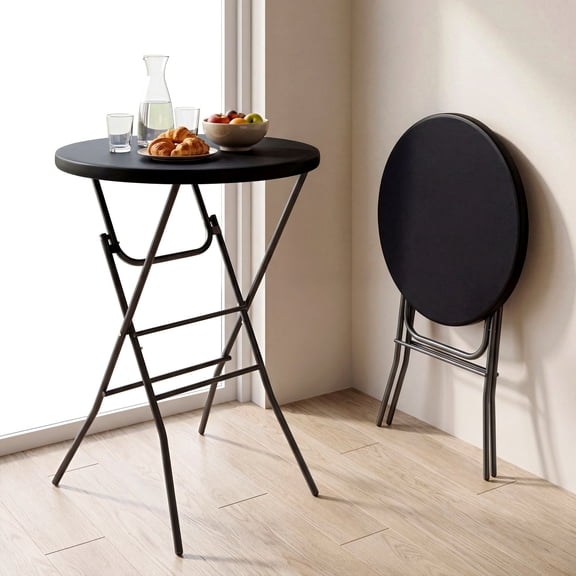 TLSUNNY 2 Pack Cocktail Tables, 31.5'' Folding Round High Top Indoor Outdoor W/ Removable Legs, Tall Bistro Foldable Bar Height Table for Party, Patio, Backyard, Dining Room, Events