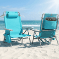 thumbnail image 1 of TLSUNNY 2 Pcs Backpack Foldable Camping Beach Chair, W/ Adjustable Backrest, Cup Holders, Cooler, Storage Bag, for Tanning, 1 of 12