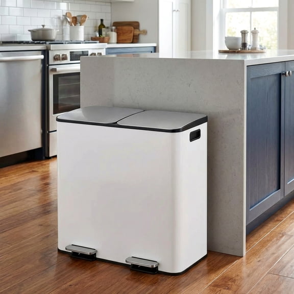 TLSUNNY 21 Gal Kitchen Dual Trash Can with Recycle Bin, Stainless Steel Garbage Can with Lid, Deodorizer Compartment, Odor-Proof and Fingerprint Resistant