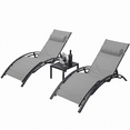 thumbnail image 1 of TLSUNNY 3 Pcs Poolchairs Patio Chaise Lounge Set with Side Table, 5-Level Adjustable Backrest, Sunbathing Tanning Poolside Recliner Chairs for Outdoor, 1 of 11