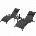 thumbnail image 1 of TLSUNNY 3-Piece Aluminum Chaise Lounge Set with Side Table, Adjustable Backrest & Removable Headrest for Poolside, Patio, Garden, Beach, 1 of 9