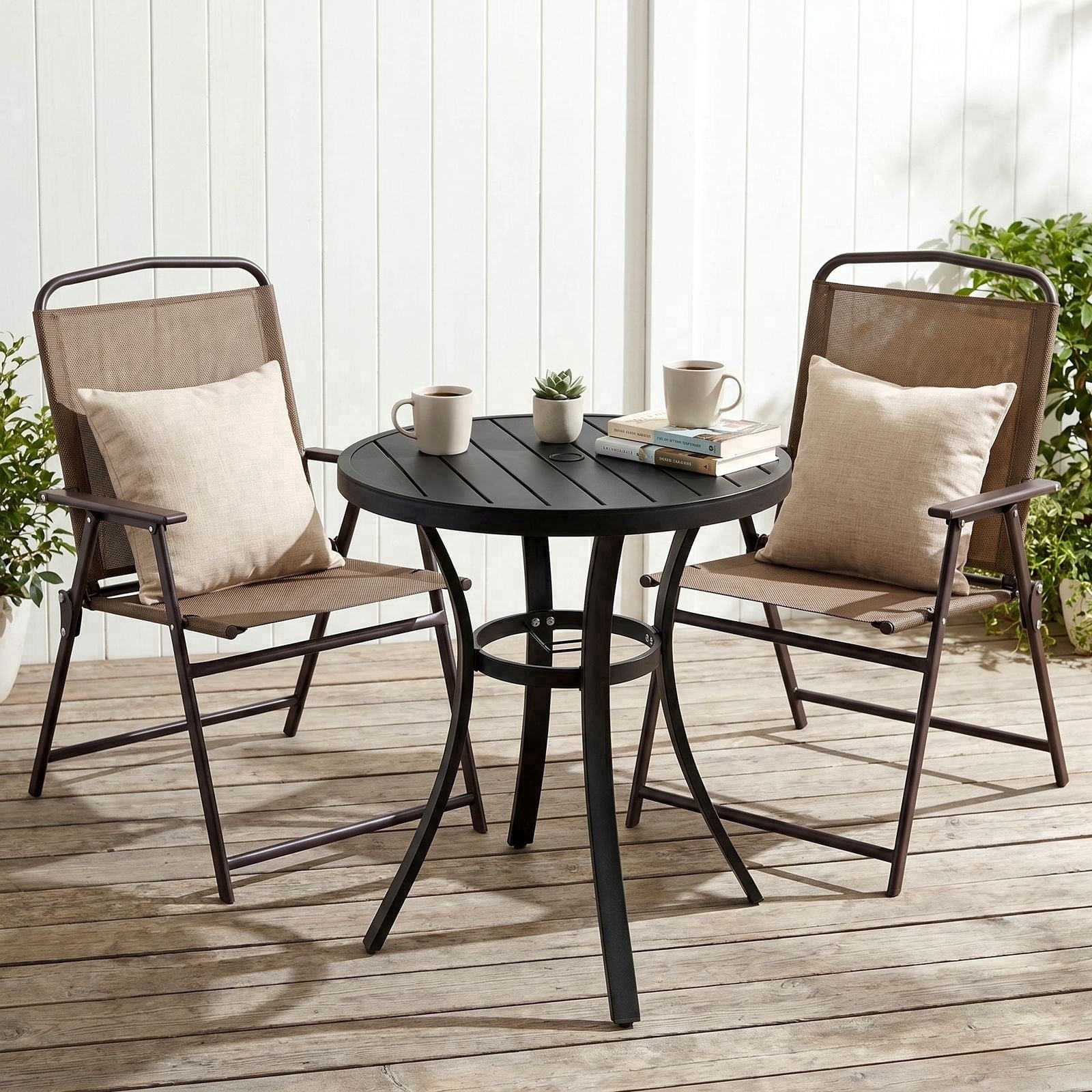 TLSUNNY 3-Piece Patio Bistro Set, Folding Outdoor Furniture Sets with ...