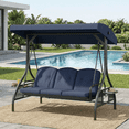 thumbnail image 1 of TLSUNNY 3-Seat Outdoor Converting Canopy Swing Glider, Patio Hammock Lounge Chair, Foldable Cup Holders, Adjustable Shade, Removable Cushions, for Porch, Backyard, 1 of 10