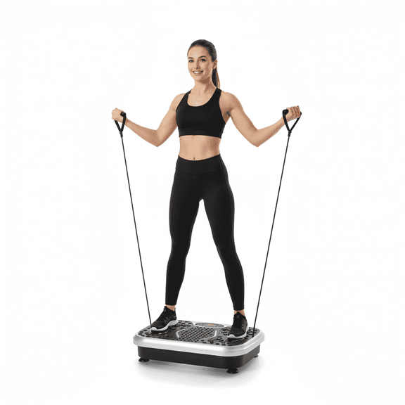 TLSUNNY 3D Vibration Plate Exercise Machine, Full Body Workout Machine with Remote & Resistance Bands for Home Use