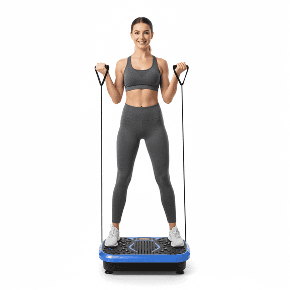 TLSUNNY 3D Vibration Plate Machine, Full Body Workout Platform w/ Remote Control & Resistance Bands for Home Fitness