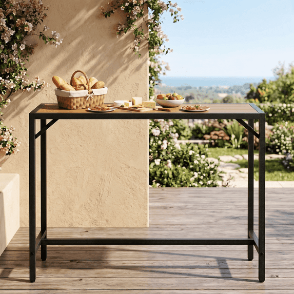 TLSUNNY 47” Bar Table, Rectangular Pub Table, Counter Height Bar Table, Industrial Bar Height Table, Dining Table for Kitchen, Living Room, Ez to Set