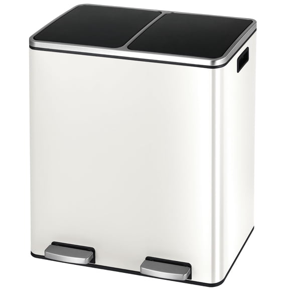 TLSUNNY 60L / 16 Gal Double Kitchen Trash Can, Dual Compartment Step Bin for Recycling & Waste Separation, for Home / Office