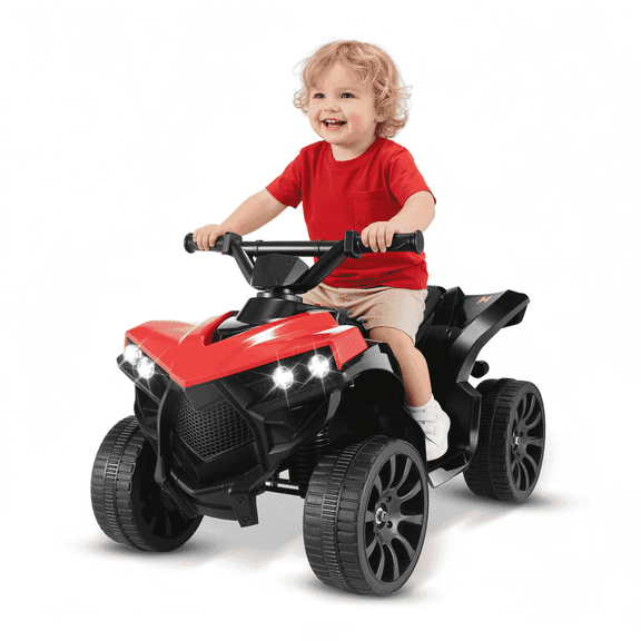 TLSUNNY 6V Kids Ride-On ATV, with Bluetooth Music & LED Lights, 1.86mph Electric Quad Car, for Backyard, Indoor Play
