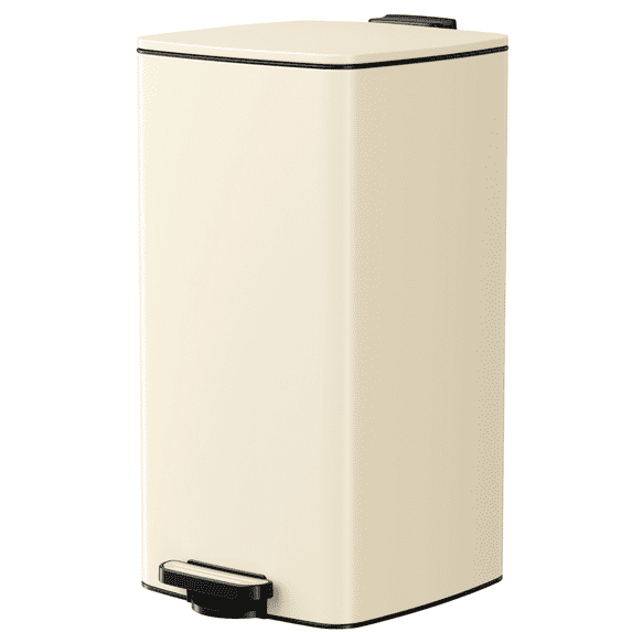 TLSUNNY 8 Gal/30L Square Trash Can, Fingerprint-Proof Stainless Steel Step Garbage Bin, Soft-Close Lid & Removable Bucket for Kitchen, Office, Home