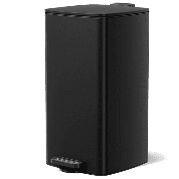 TLSUNNY 8 Gal Slim Square Trash Can, Stainless Steel Step Garbage Bin, Soft-Close Lid & Removable Inner Bucket for Kitchen, Office, Home