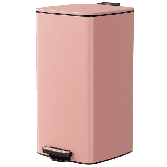 TLSUNNY 8 Gal Square Trash Can, Stainless Steel Step Garbage Bin, Soft-Close Lid & Removable Inner Bucket for Kitchen, Office, Home