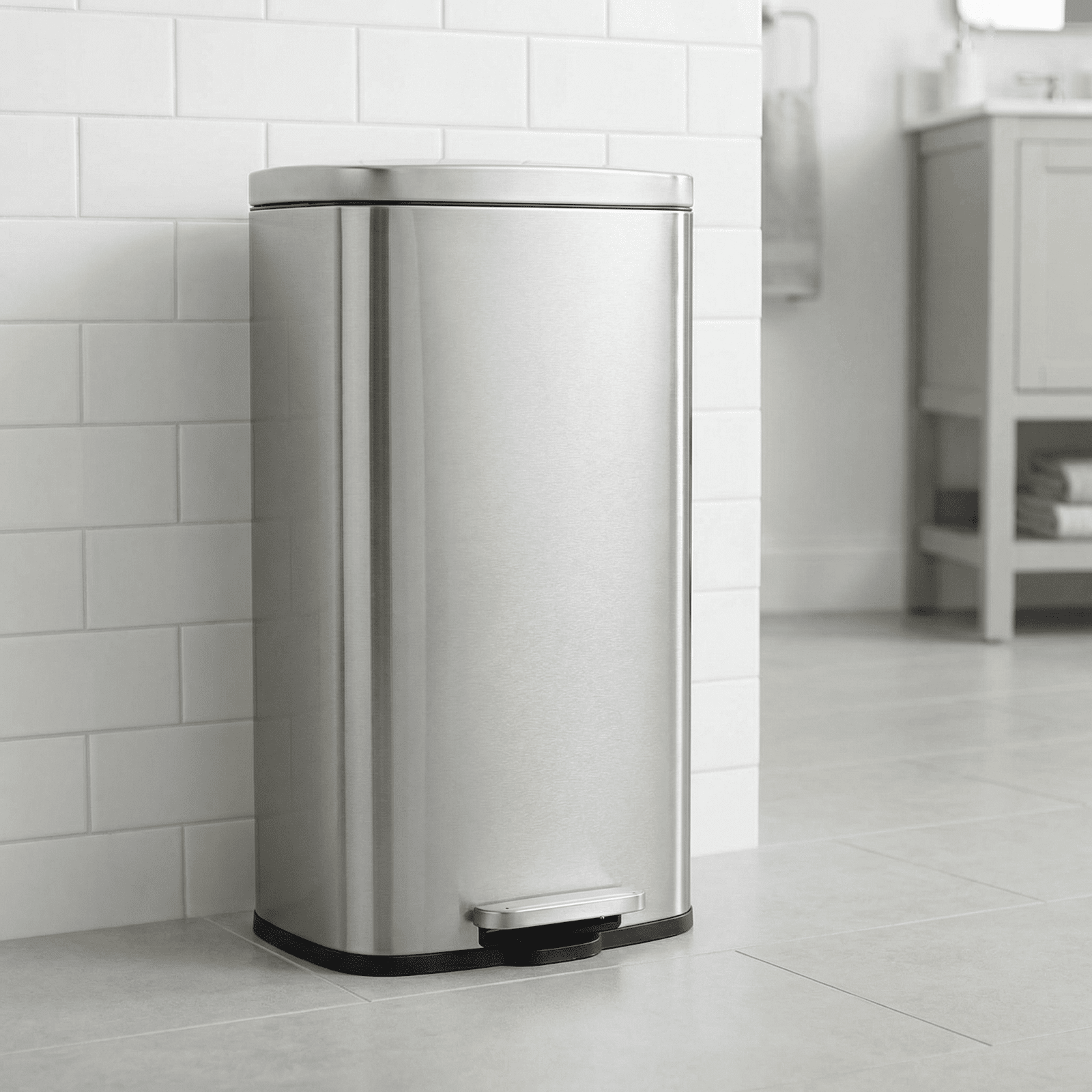 TLSUNNY 8 Gallon Stainless Steel Trash Can with Soft-Close Lid & Step Pedal, Kitchen Garbage Bin, for Home/Office