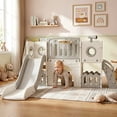 thumbnail image 1 of TLSUNNY Kids Slide and Climber Set, Toddler Slide Play Set w/Basketball Hoop, Telescope & Tunnel, Indoor Outdoor, 1 of 10