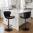 thumbnail image 1 of TLSUNNY Bar Stools Set of 2, Adjustable Height PU Leather Swivel Stools with Footrest and Back, Counter Height for Bar, Home, Kitchen, Cafes, 1 of 12
