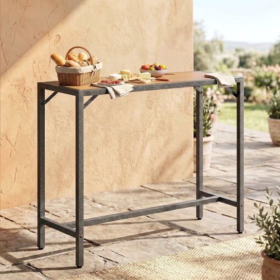 TLSUNNY Bar Table, 40" Rectangular Pub Height Table, Sofa Console, Dining or Coffee Table for Narrow Spaces, Living Room, Sturdy Metal Frame, Easy Setup