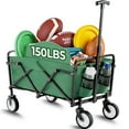thumbnail image 1 of TLSUNNY Collapsible Wagon Cart with Wheels, Heavy Duty Foldable Wagon Cart 150 lbs Capacity, w/360° Wheels, Carry Bag, for Camping, Beach, Garden, Sports, 1 of 9