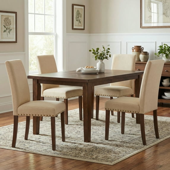 TLSUNNY Dining Chairs Set of 4, Mid Century Modern Kitchen Upholstered Chairs with Back, Nail Head Trim,for Living & Dining Room