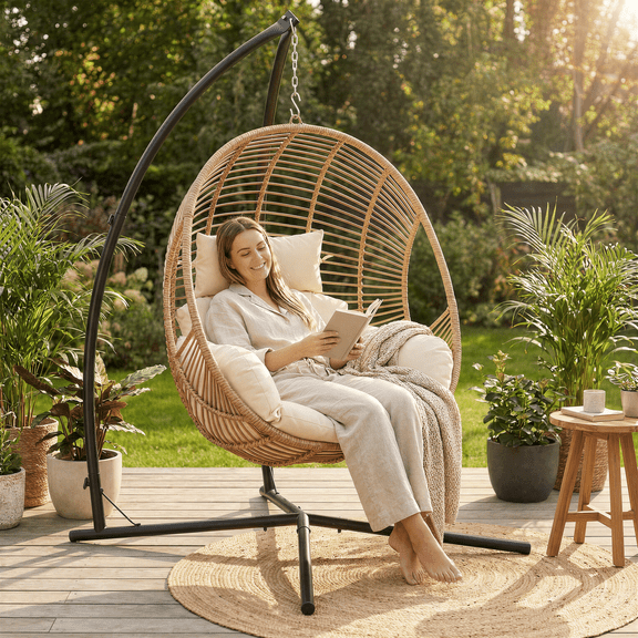 TLSUNNY Hammock Chair Stand Only, Heavy Duty X-Base Steel Stand, 330 LBS Capacity for Hanging Chair, Tree Tent, Lounger, Patio, Deck, Yard