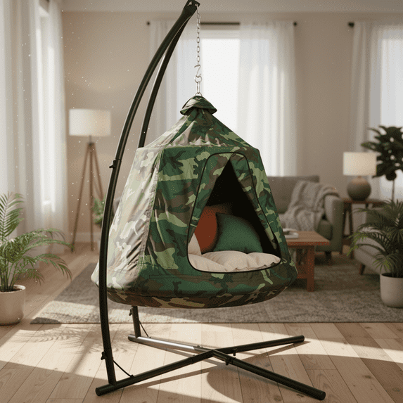 TLSUNNY Hammock Chair with X-Stand, Hanging Tree Tent, Swing Chair & LED Lights for Indoor/Outdoor Use (330LBS)