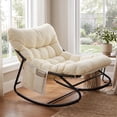 thumbnail image 1 of TLSUNNY Indoor Rocking Chair, Accent Rocker Chair with Solid Metal Frame, Side Pocket, Papasan Rocker Lounge Chair for Living Room/Bedroom/Reading Nook, 1 of 8