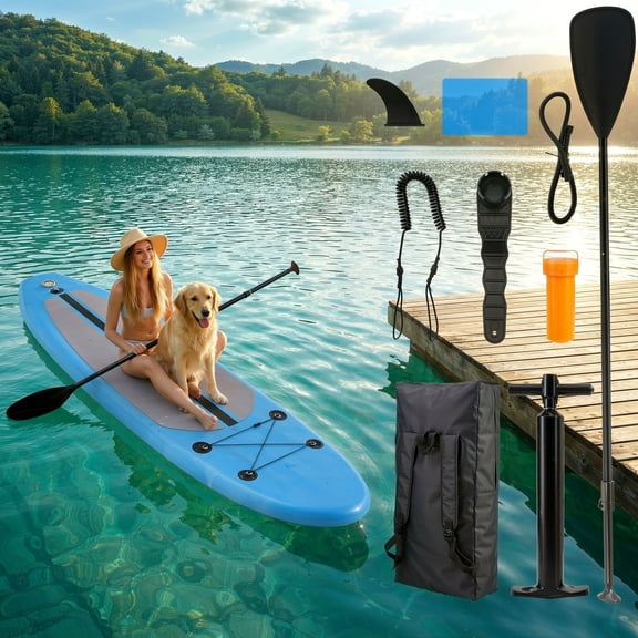 TLSUNNY Inflatable Fishing Paddle Board, 11' Stand up Paddle Board with Full SUP Premium Accessories, Carrying Bag
