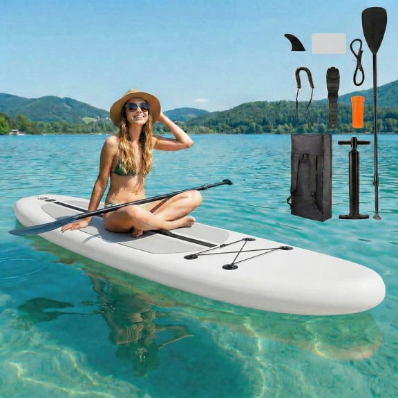 TLSUNNY Inflatable Stand Up Paddle Board, 12' Fishing Paddle Board with SUP Accessories, for Surfing, Fishing