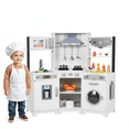 thumbnail image 1 of TLSUNNY Kids Corner Play Kitchen, Pretend Kitchen Playset w/ Realistic Lights & Sounds, Washer, Water Dispenser,Cutting Board, Wooden Pretend Play Gift for Boys Girls 3+, 1 of 8