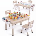 thumbnail image 1 of TLSUNNY Kids Table and 2 Chairs Set, Height Adjustable Toddler Activity Lego Table W/ Large Storage & Double-Sided Graffiti/Block Building Table Top, 4 Drawers for Home, Preschool, Classroom, 1 of 12