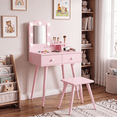 thumbnail image 1 of TLSUNNY Kids Vanity Set with Lights & Mirror, Wooden Princess Makeup Desk Set with Storage Drawers, Gift for Girls, 1 of 11
