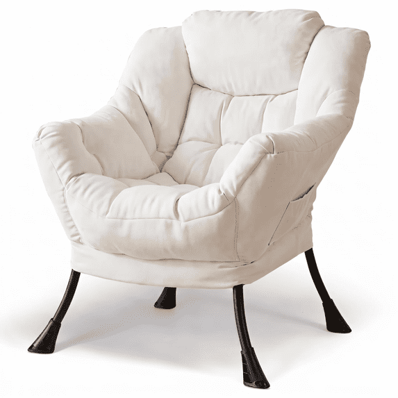 TLSUNNY Lazy Chair with Side Pocket, Comfy Accent Lounge Chair Reading Chair with Armrests for Bedroom, Living Room