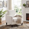 thumbnail image 1 of TLSUNNY Modern Accent Chair, Armchair for Reading Chair, Mid Century Upholstered Comfy Chair for Apartment, Living Room, Waiting Room, White, 1 of 9