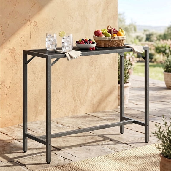 TLSUNNY Outdoor Bar Table, 40" Patio Counter Height Table, High Top Furniture w/ Adjustable Foot, All Weather for Hot Tub,Balcony,Poolside,Kitchen