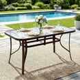 thumbnail image 1 of TLSUNNY Outdoor Patio Dining Table, W/ Umbrella Hole, Rectangular Glass Table, Outdoor Metal Furniture for Small Space, 1 of 9