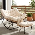 thumbnail image 1 of TLSUNNY Outdoor Rocking Chair with Footrest , Oversized Patio Papasan Rocker, Comfy Wicker Reading Lounge, Indoor Egg Chair for Bedroom, Living Room, Lawn, 1 of 10