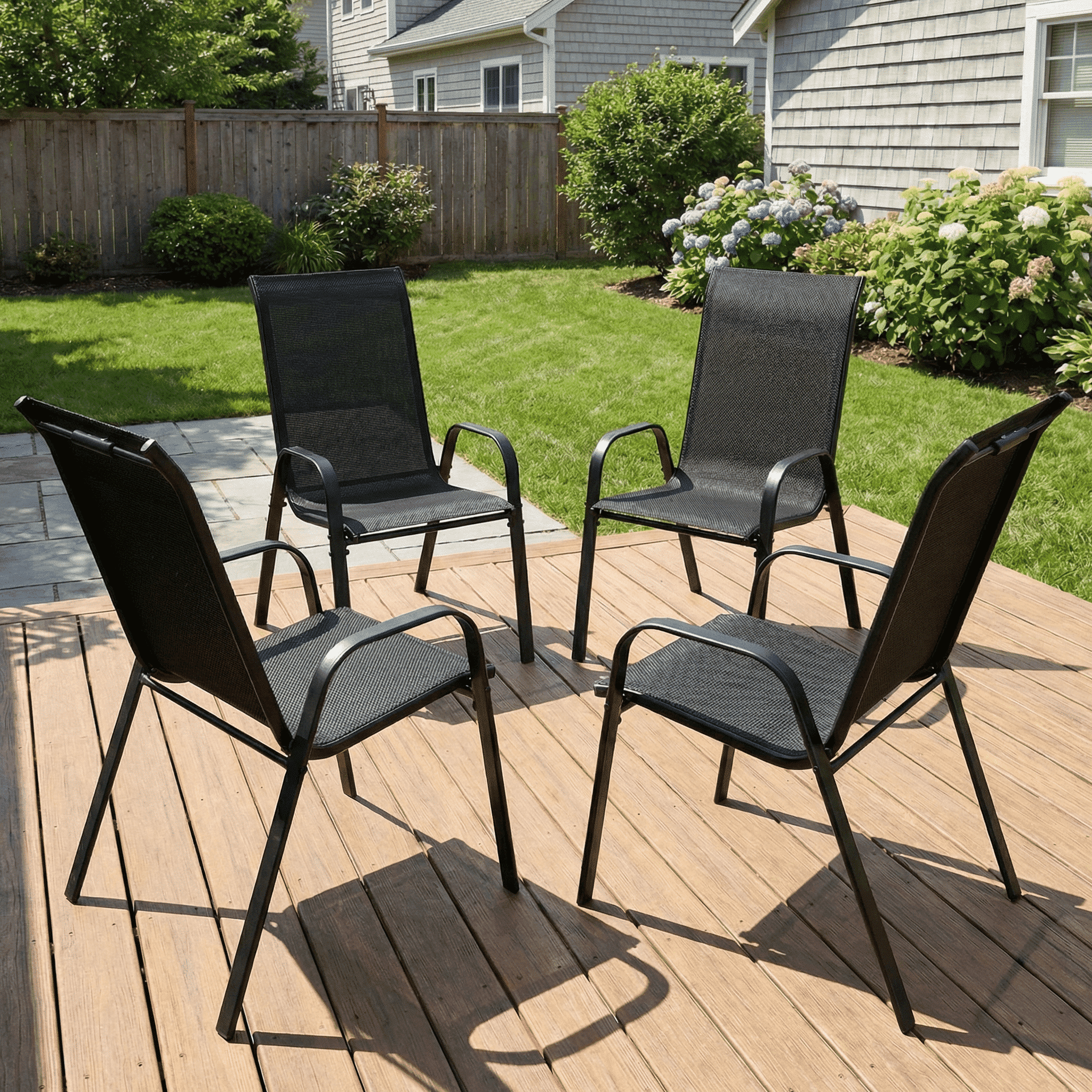 TLSUNNY Outdoor Dining Chairs Set of 4, Stackable Patio Chairs, w/ Armrests, All Weather for Backyard, Deck